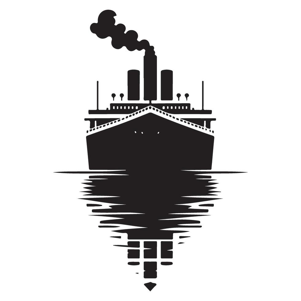 Vintage Titanic Silhouette Reflecting In Water Art Design vector