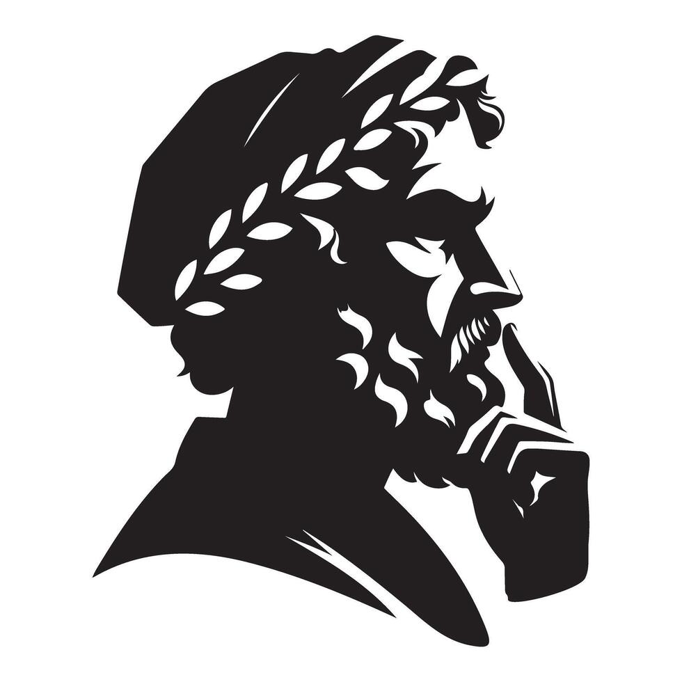 Classic Ancient Greek Philosopher Profile Silhouette Illustration vector