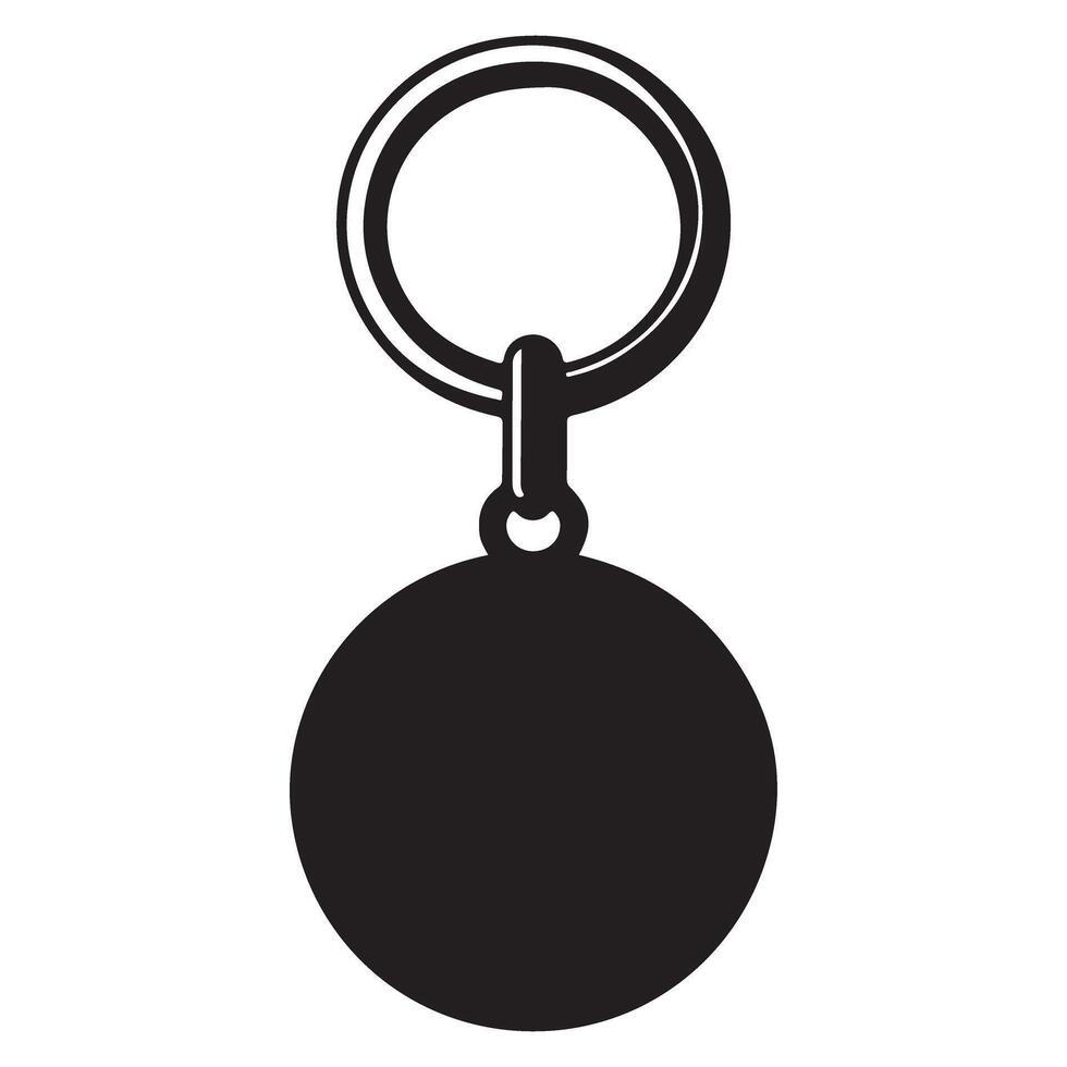 Keychain silhouette with round charm decorative and personal item vector