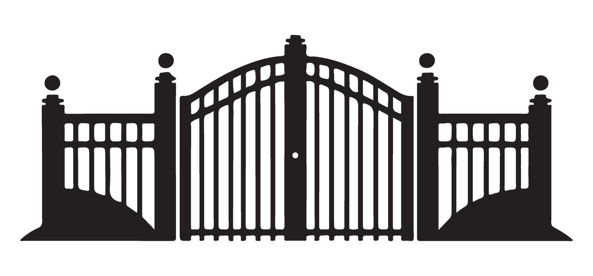 Elegant Wrought Iron Gate Illustration Secure Your Property Design Ideas vector