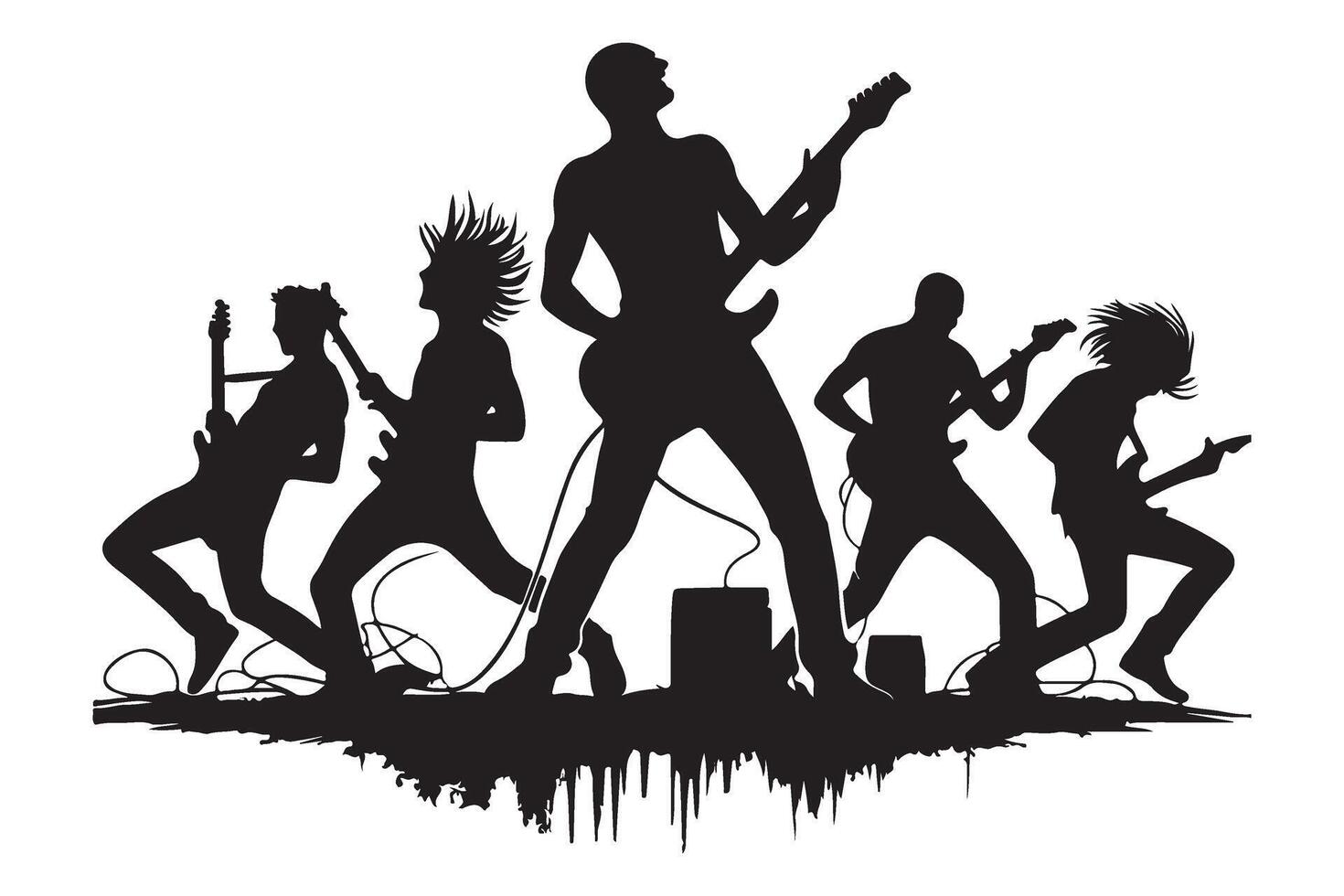 Rock Band Silhouette Illustration Music Concert Event Artwork vector