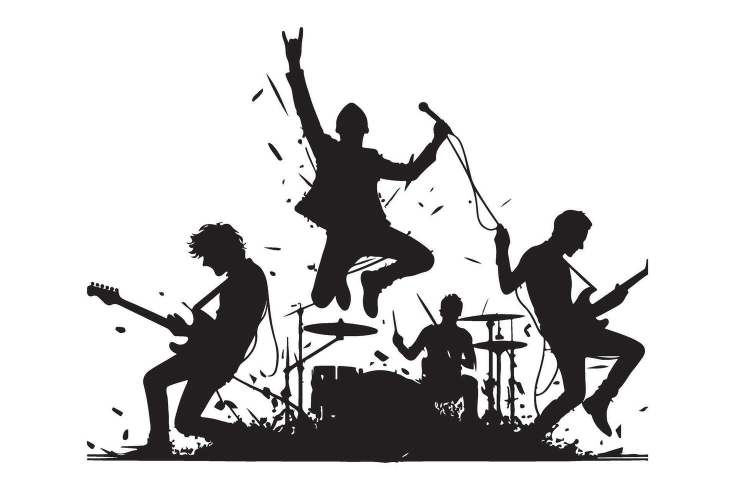 High Energy Rock Concert Silhouette Art for Graphic Designs vector