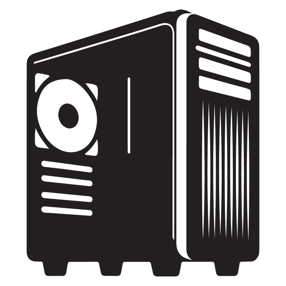 Computer Tower Silhouette Illustration High Performance Technology Design vector