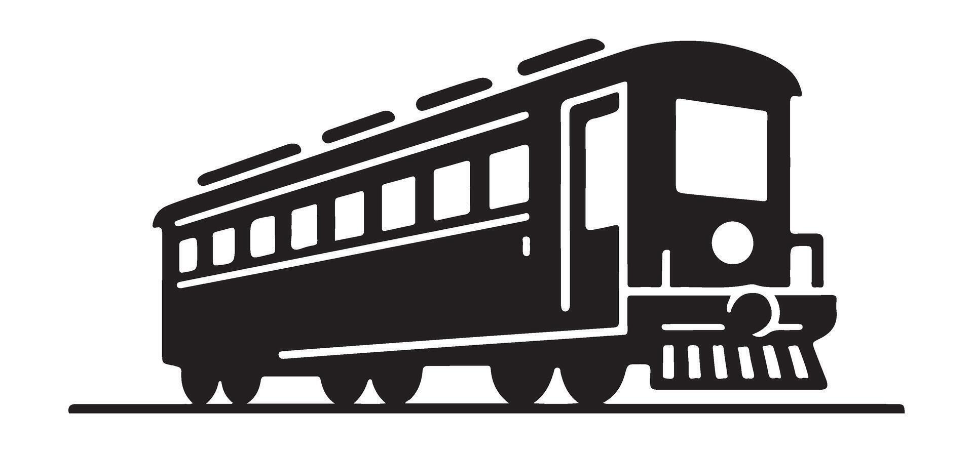 Silhouette of Passenger Train Wagon Illustration Rail Transport System Style vector