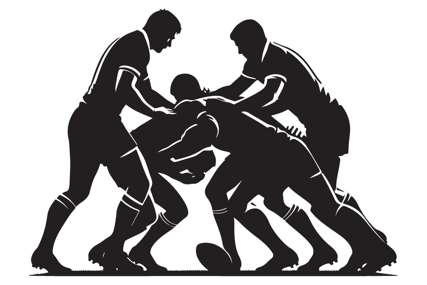 Rugby Match Silhouette Graphics Intense Game Illustration vector