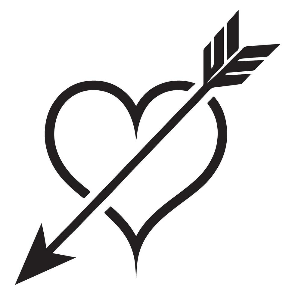 Illustration Arrow Piercing Through a Heart Symbol of Love Affection vector