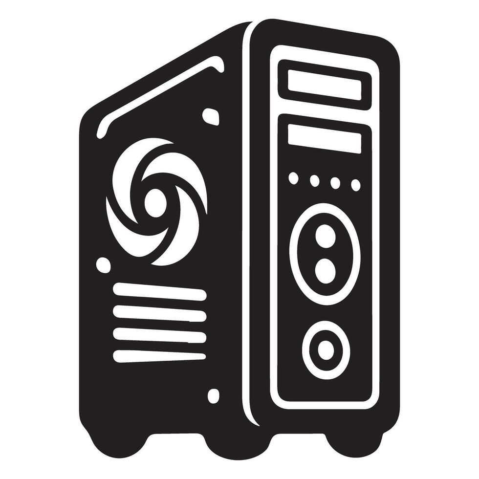 Gaming Computer Tower Silhouette Illustration High Performance Hardware vector