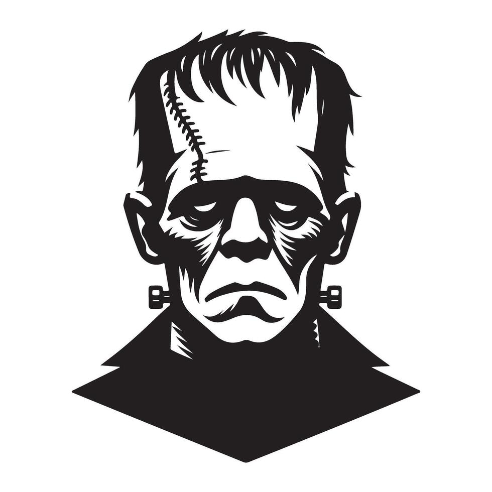 Frankenstein Silhouette Illustration Classic Horror Character Art vector