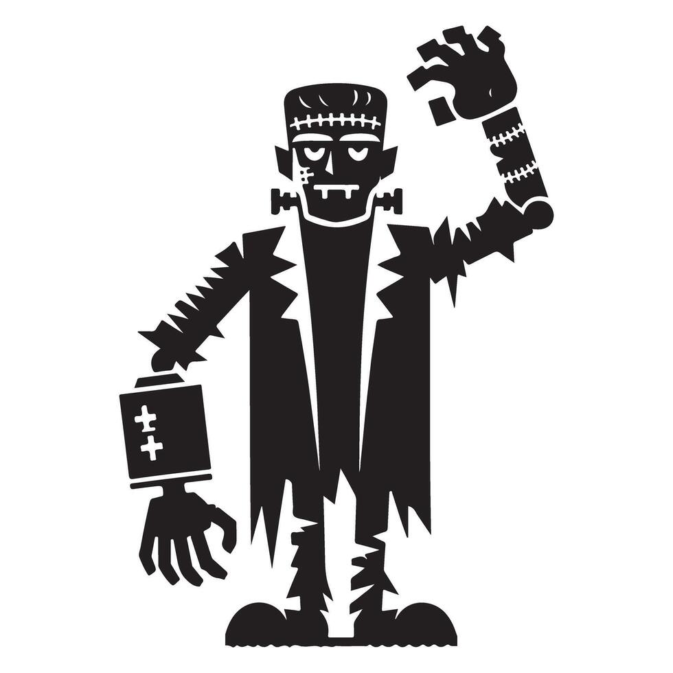 Classic Frankenstein Monster Silhouette Graphic for Halloween Designs vector