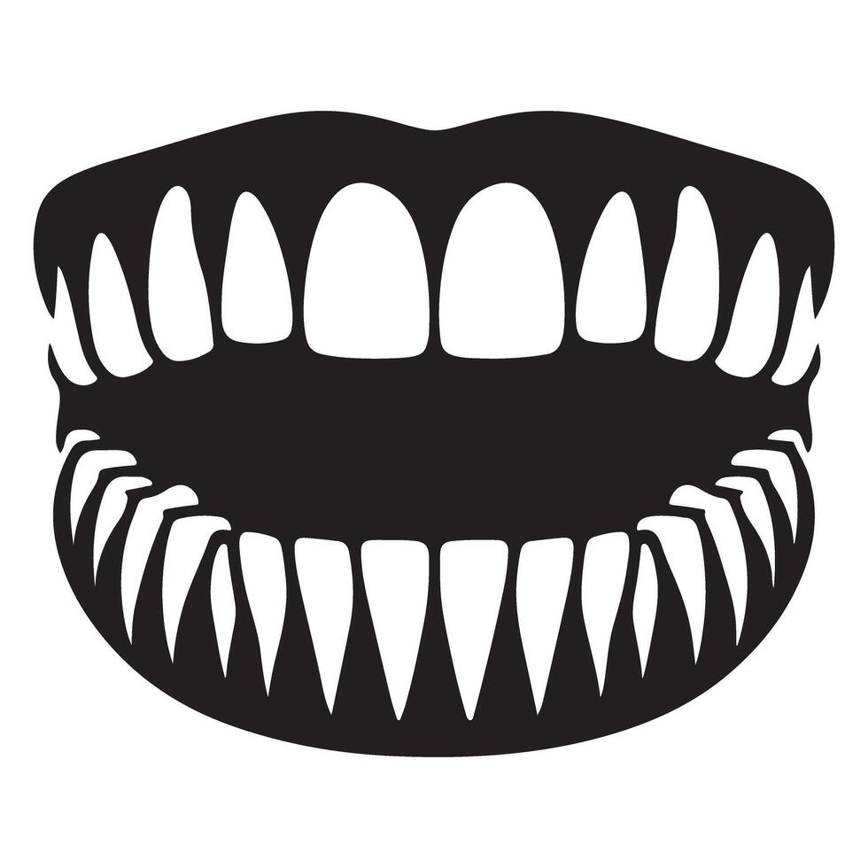 Silhouette of monster jaws illustration dangerous teeth graphic vector