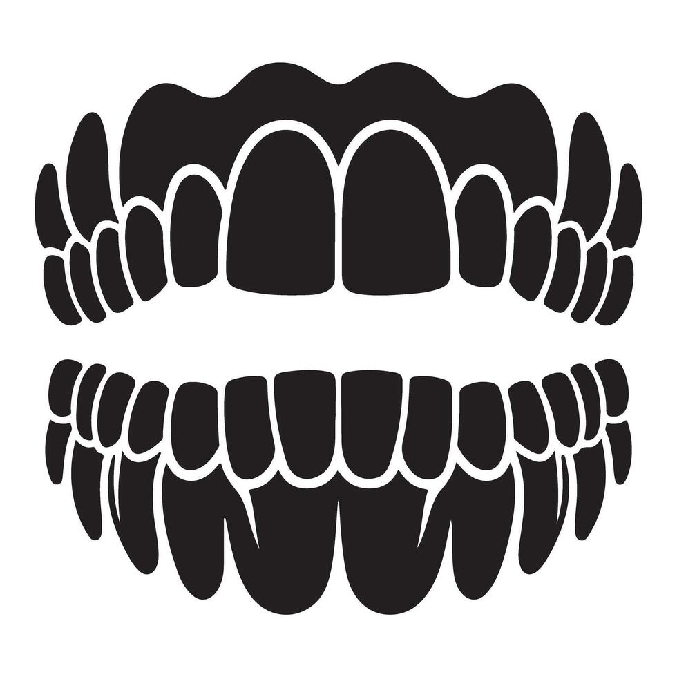 Monster Teeth Open Mouth Silhouette for Fantasy Themes vector