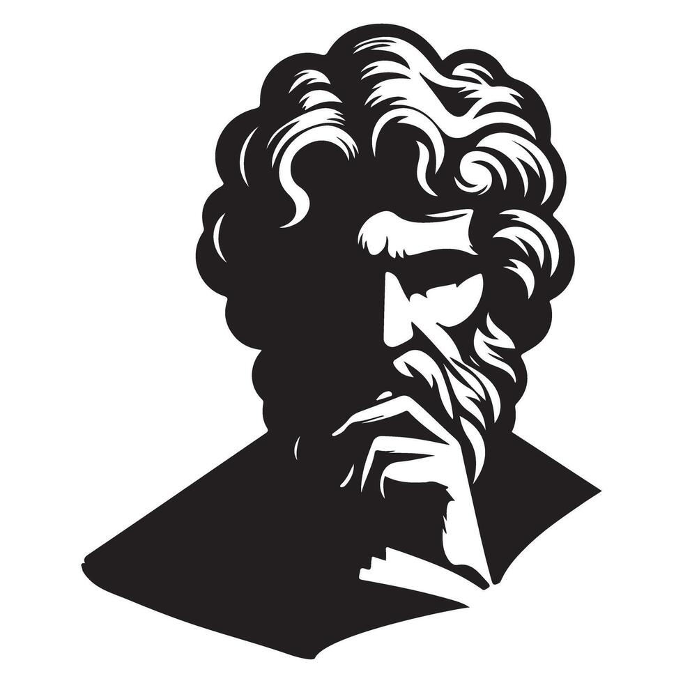 Pensive Ancient Thinker Silhouette Art for Creative Design Work vector