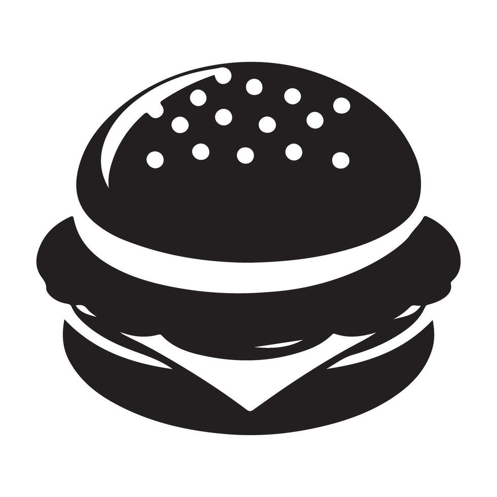 Classic American Burger Silhouette Icon Food Illustration vector