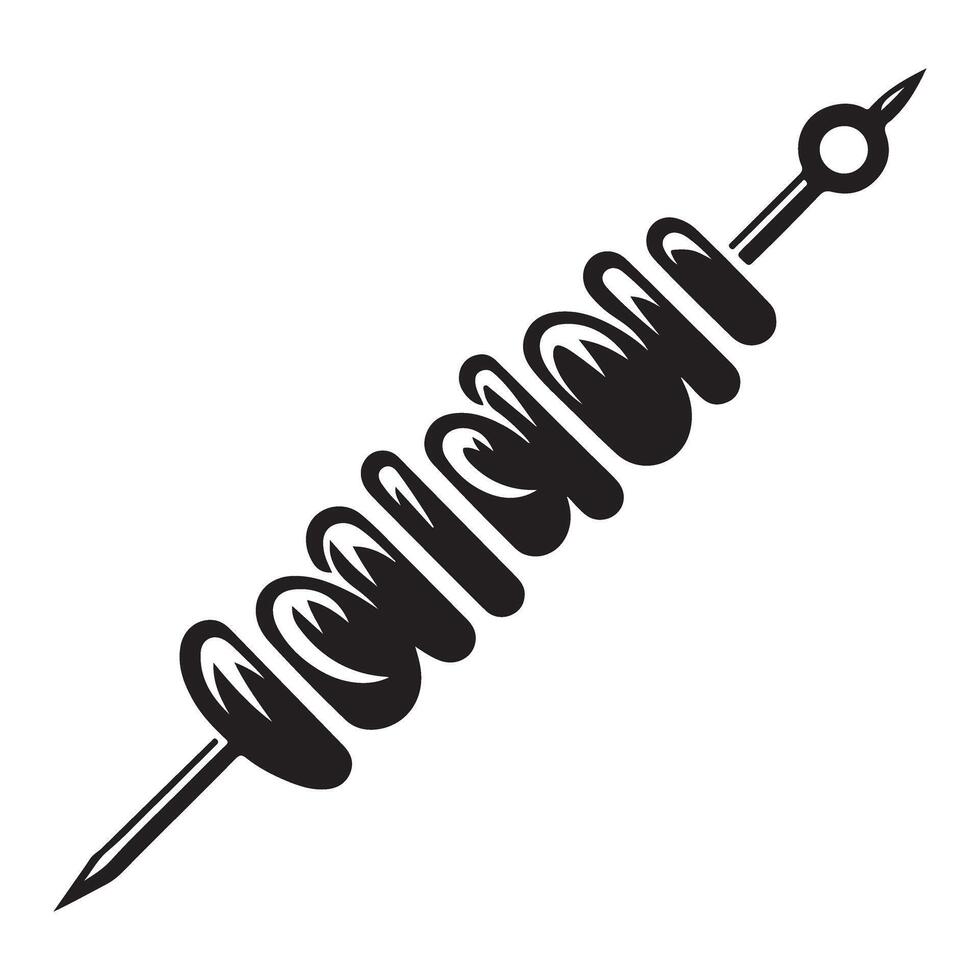 Stylized Black and White Silhouette Food Skewer Graphic vector