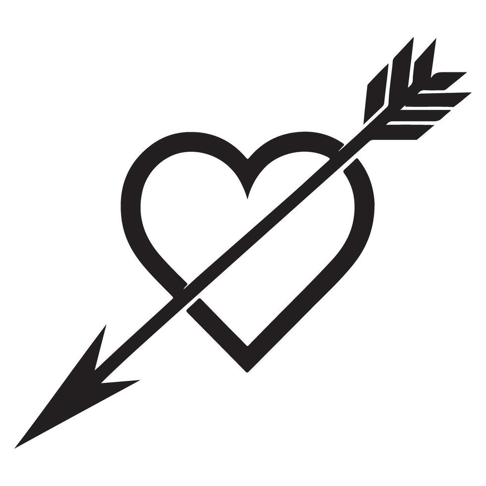 Silhouette of Arrow Symbol Piercing Heart Represents Love With Accuracy vector