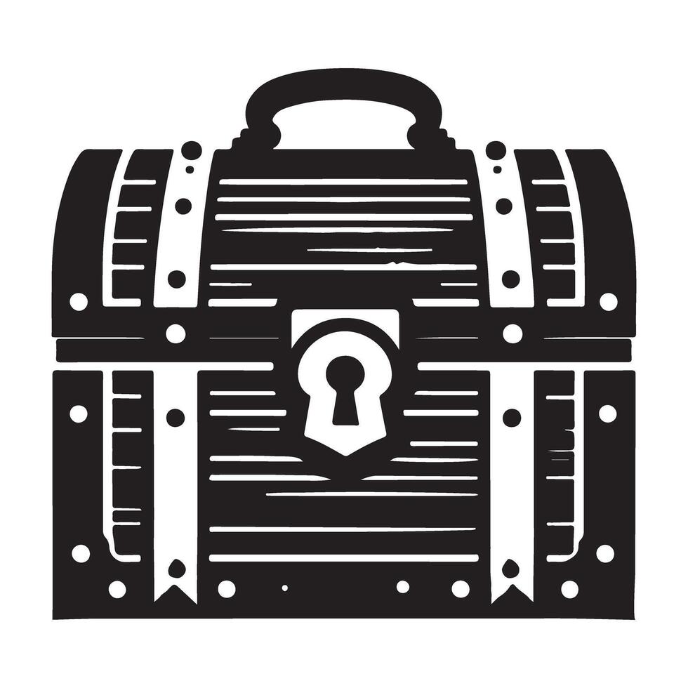 Treasure Chest Silhouette Illustration Pirate Style Graphic vector