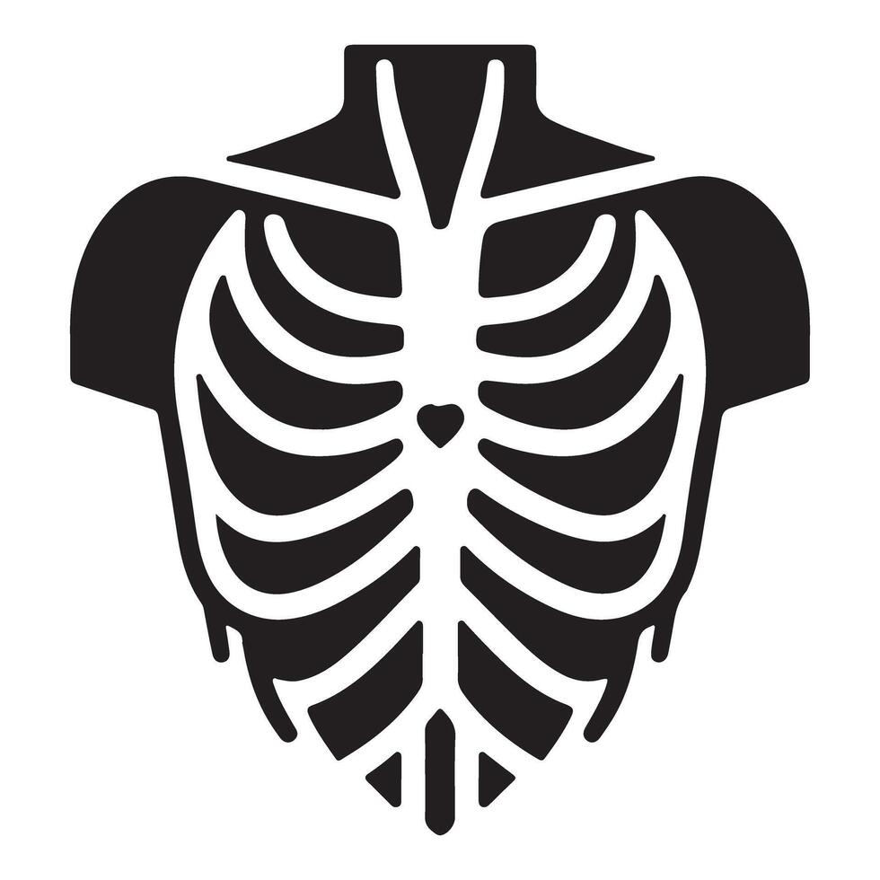 Unique Rib Cage Silhouette Graphic Illustration Design Download vector