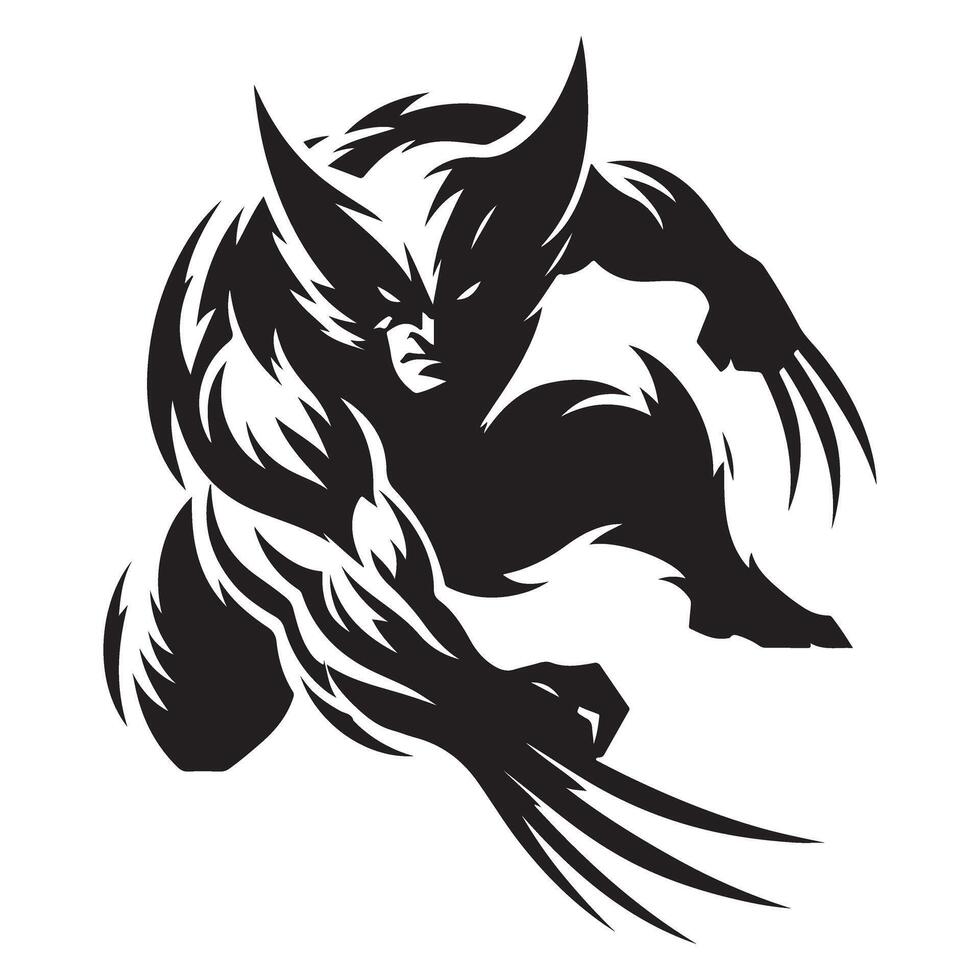 Intense Wolverine Silhouette Art for Comic Book Enthusiasts vector