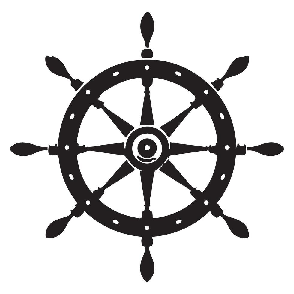 Nautical Ship Steering Wheel Silhouette Illustration for Navigation vector