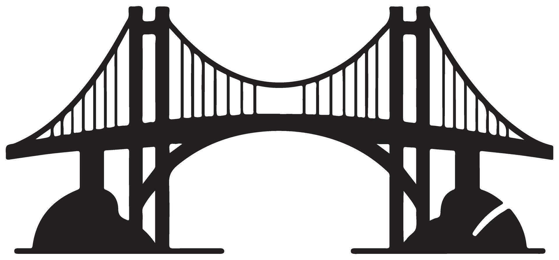 Silhouette Bridge Illustration Graphic Design Template vector
