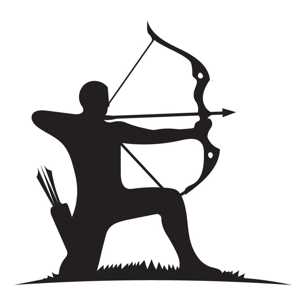 Archer silhouette graphic skilled bowman archery sports icon vector