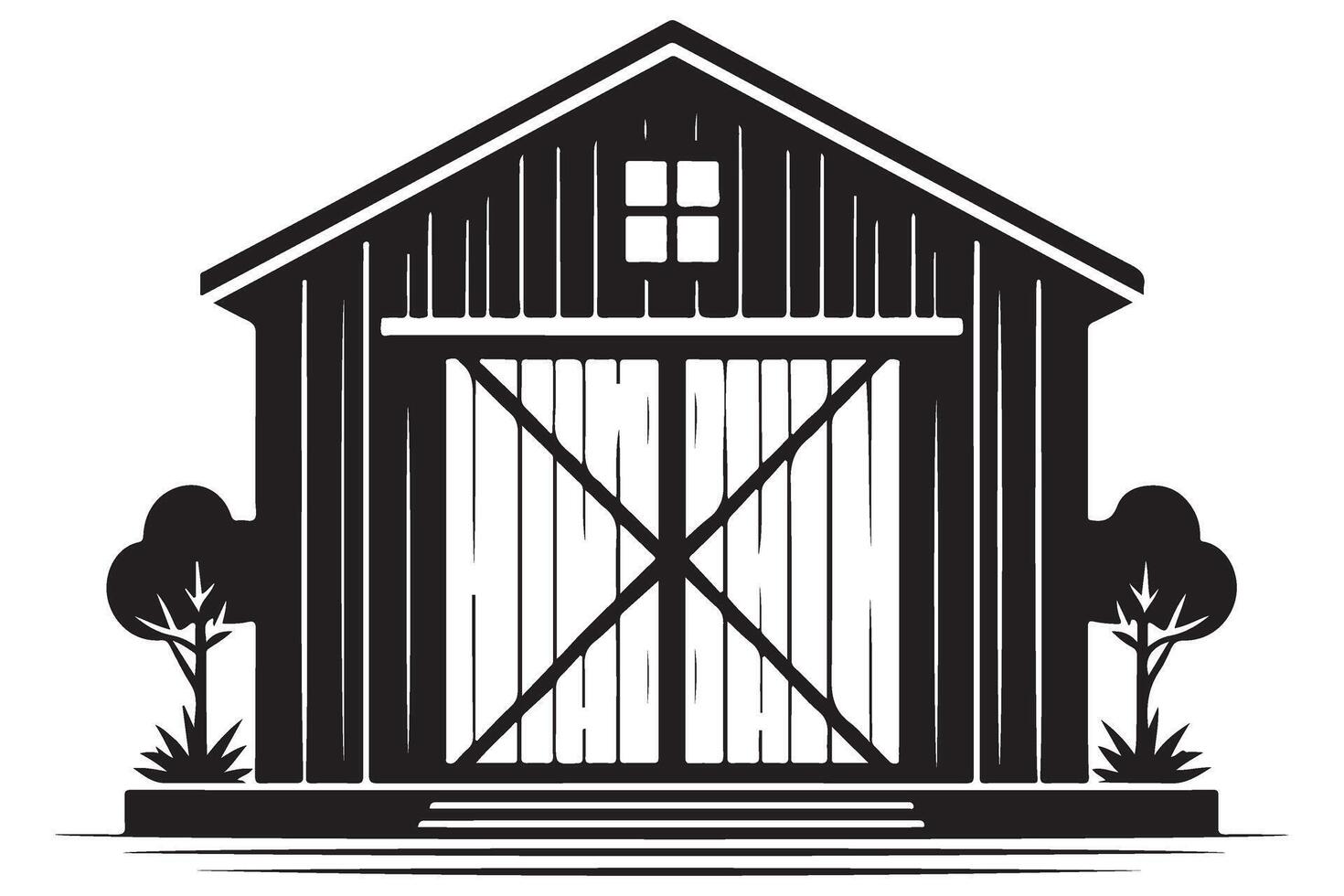 Rustic Farm Barn Silhouette Illustration for Agricultural Projects vector