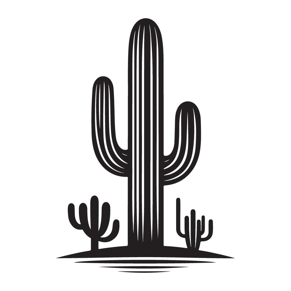 Majestic Saguaro Cactus Silhouette Desert Plant Symbol of American Southwest vector