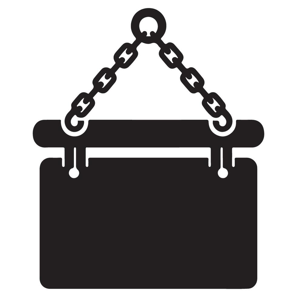 Blank Hanging Sign Board Silhouette with Chains Graphic vector