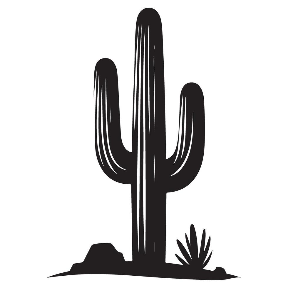 Classic Saguaro Cactus in Arid Landscape Illustration for Western Themes vector