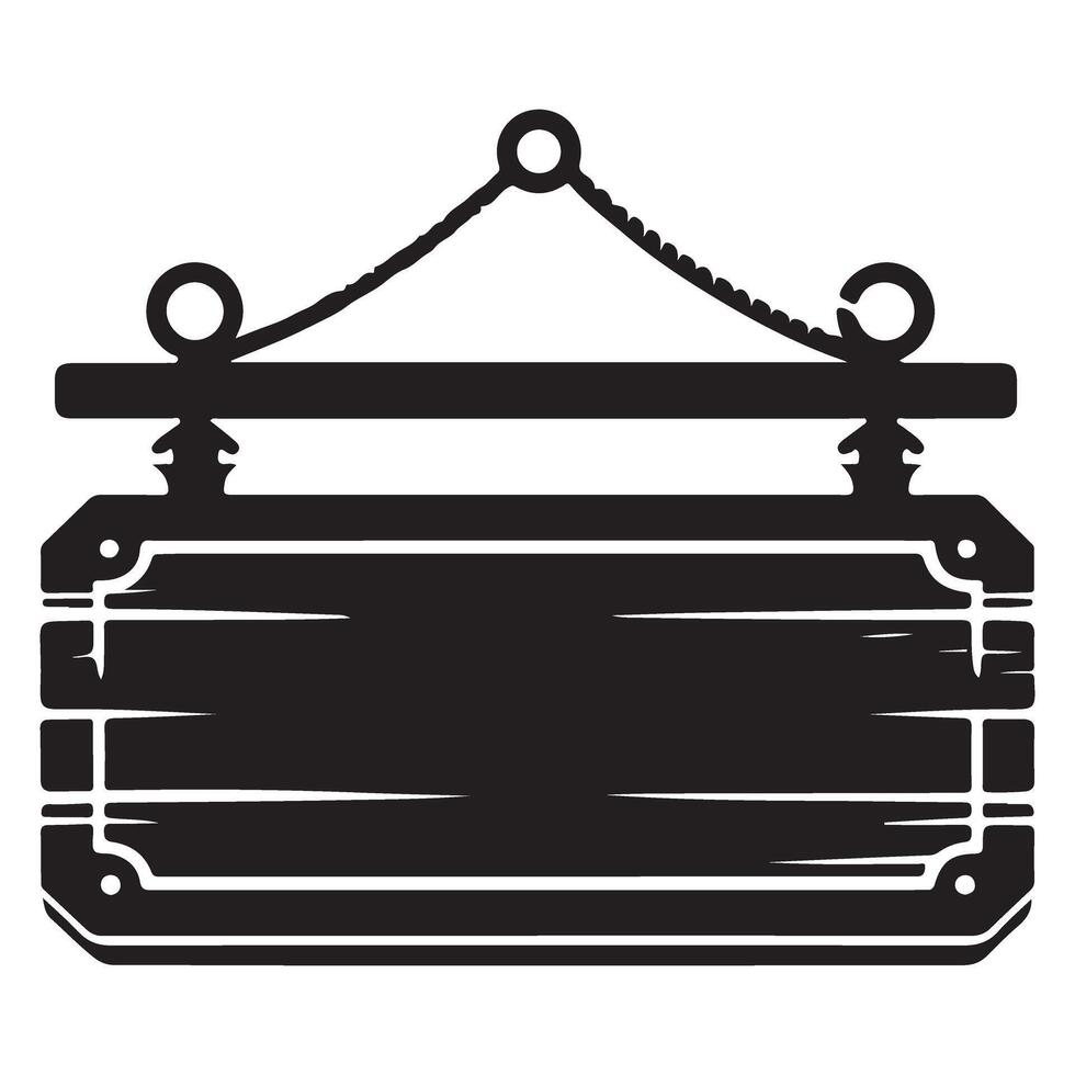 Hanging Wooden Sign Silhouette Empty Advertisement Board Illustration vector