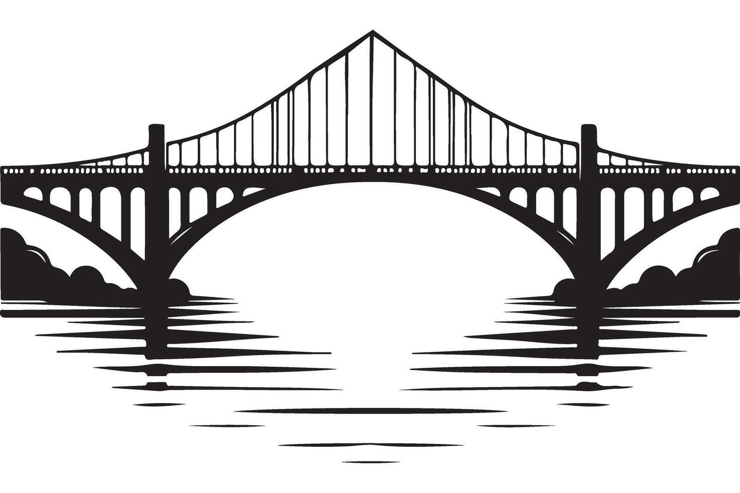 Graceful Bridge Silhouette Image for Urban Landscape Design vector