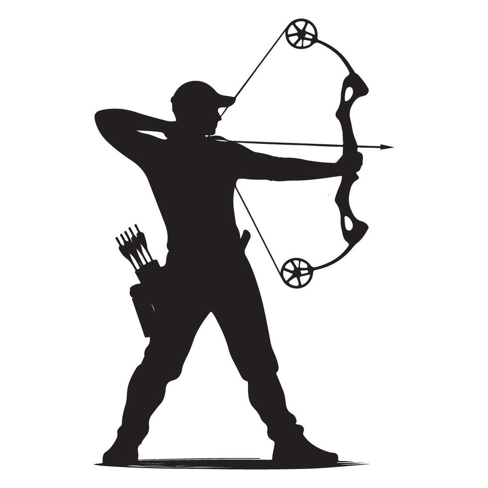 Archer Silhouette Illustration for Archery Sport Activity or Hunting Design vector
