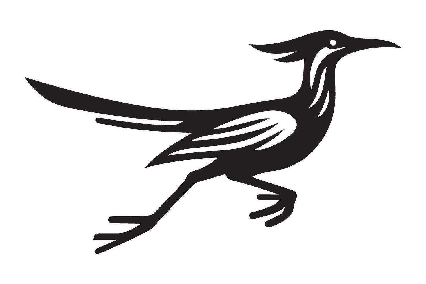 Roadrunner Silhouette Graphic Illustration Fastest Bird Design vector