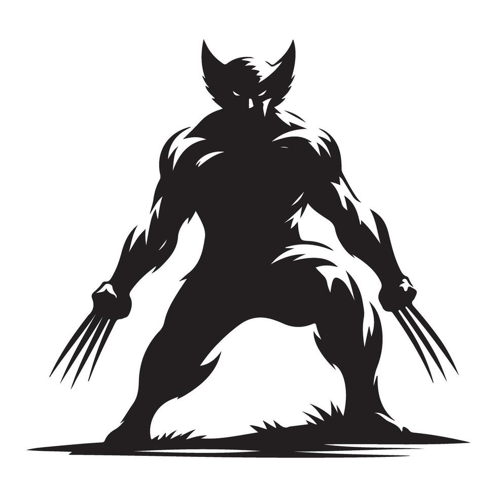 Wolverine Silhouette Art Powerful Superhero Illustration With Claws vector