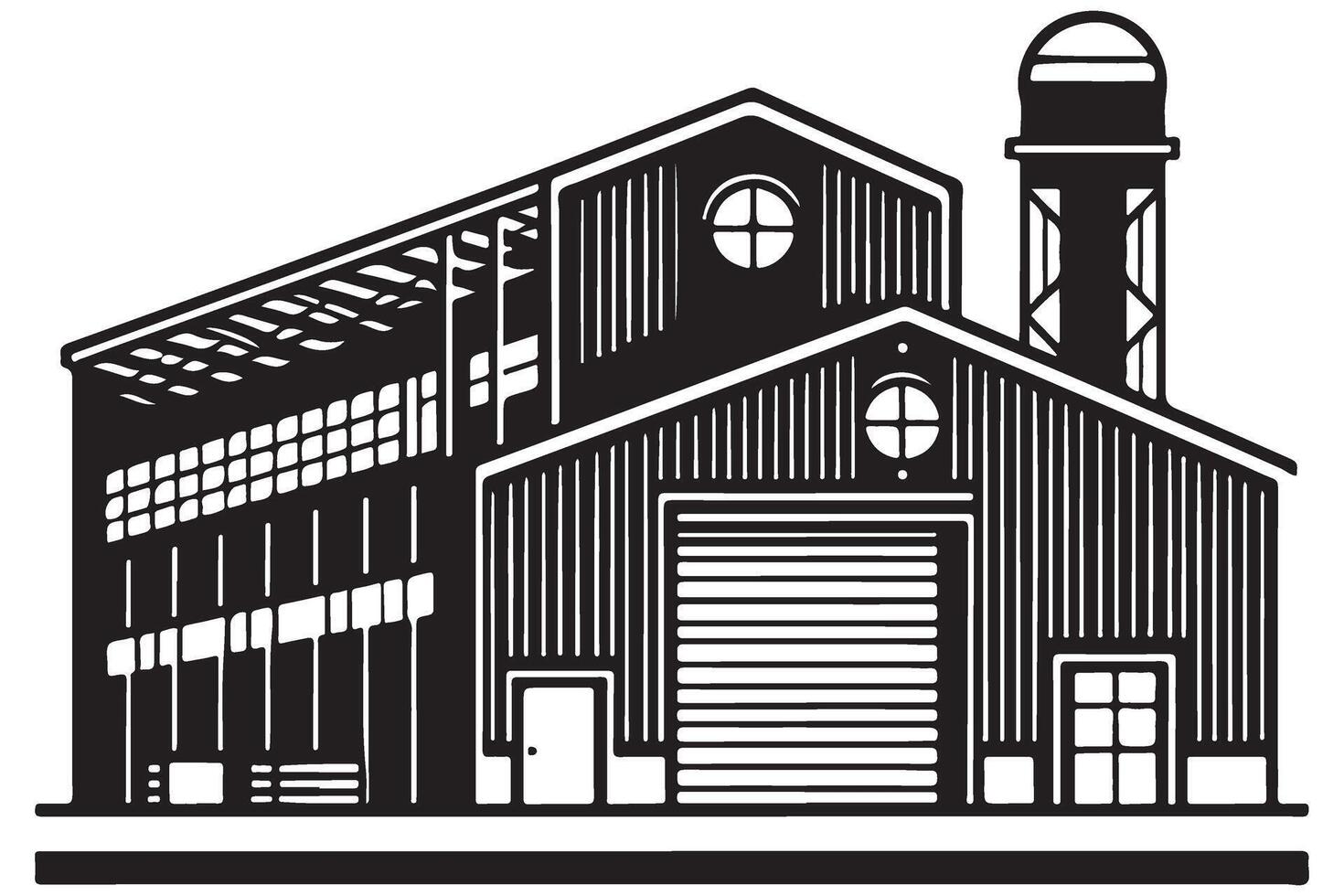Industrial Silhouette Warehouse Illustration for Business or Logistics Project vector