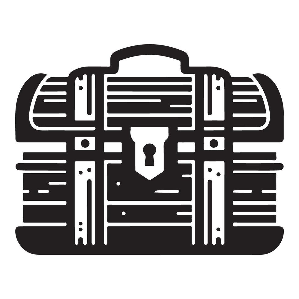 Wooden Treasure Chest Silhouette Illustration Secure Storage and Secrets vector
