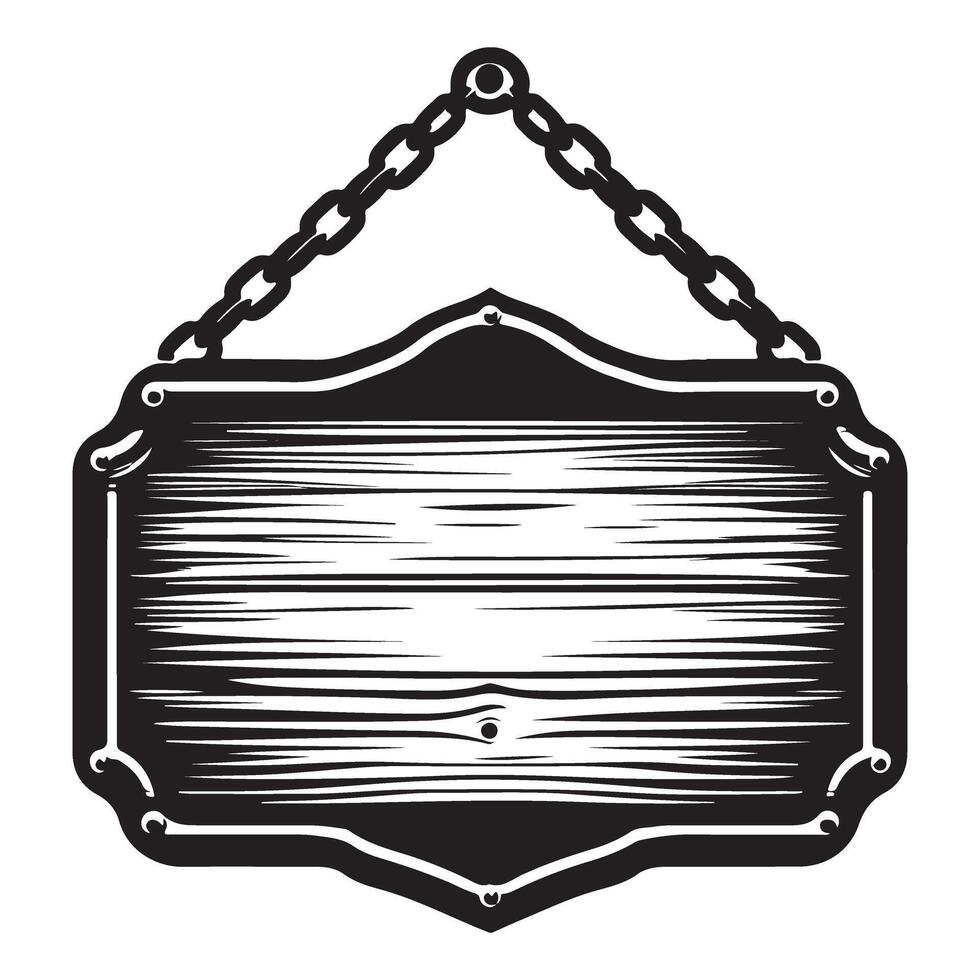 Vintage Wooden Signboard Silhouette for Rustic Design Projects vector