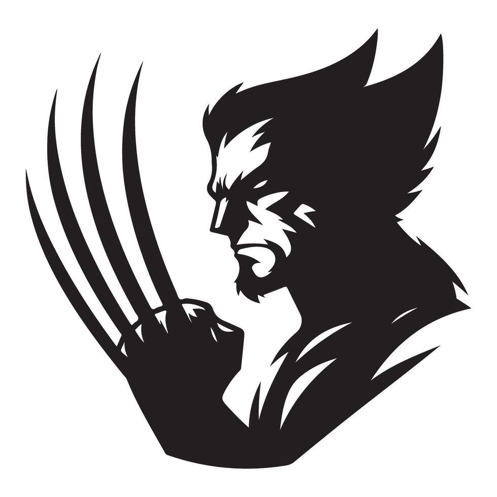 Wolverine Silhouette Illustration Fierce Mutant Character Design vector