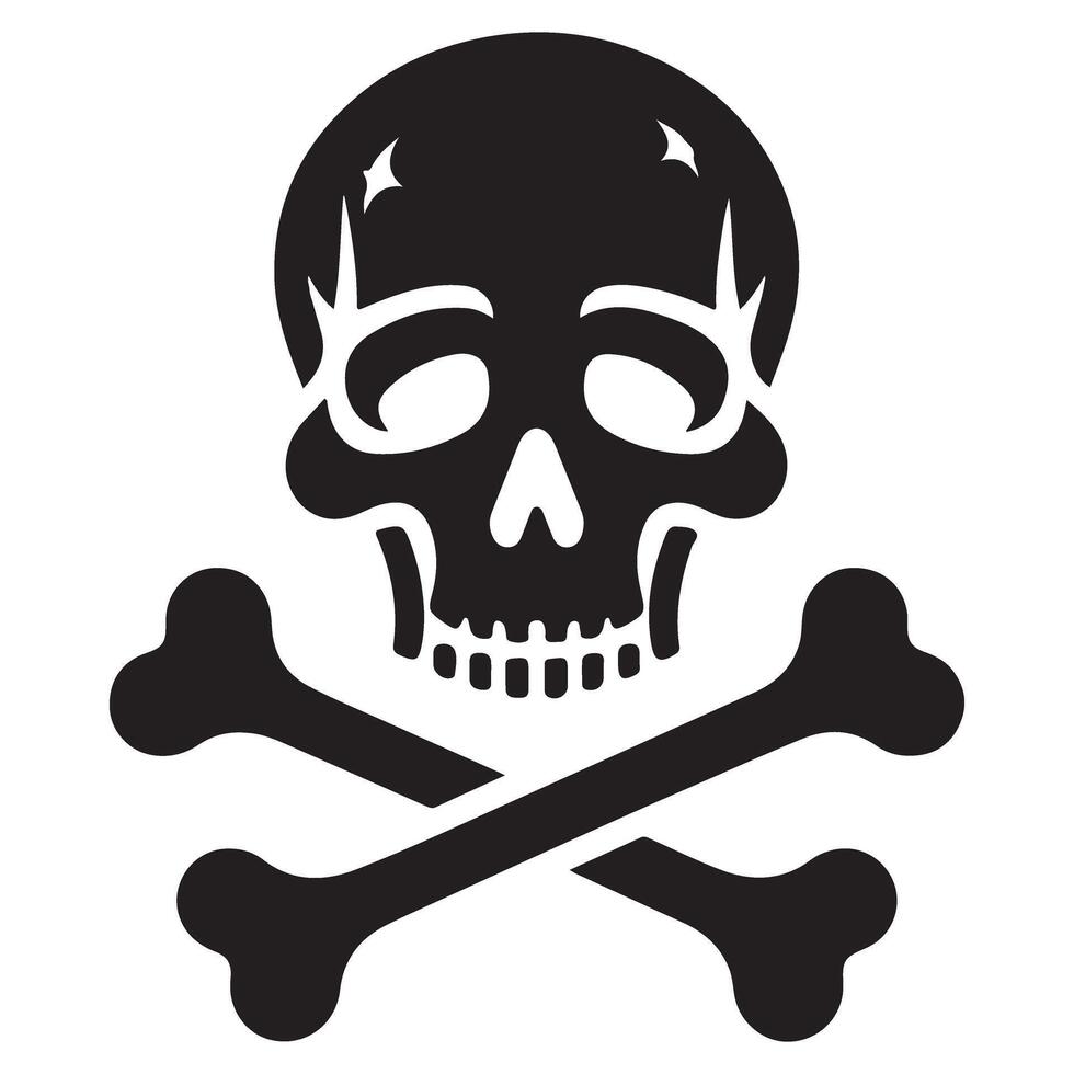 Skull and Crossbones Silhouette Pirate Symbol Death Warning Icon vector