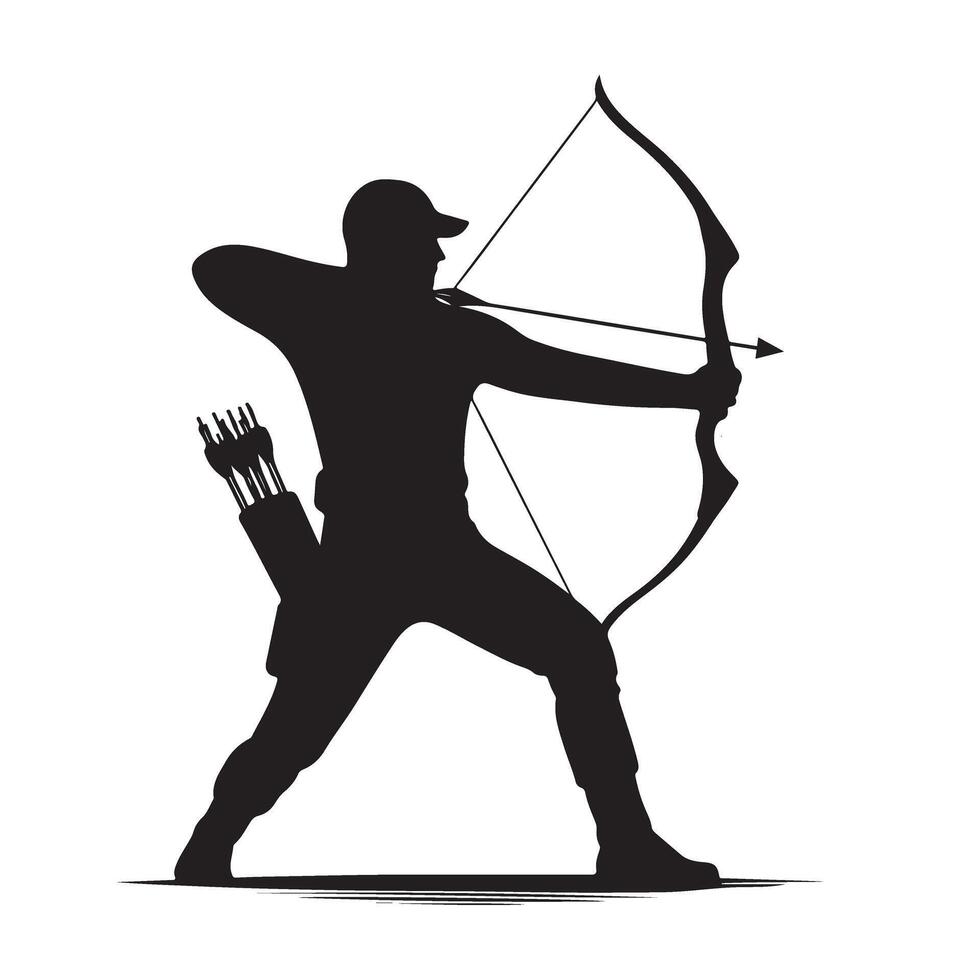 Archer Silhouette Illustration Showing Precision Archery Sport vector