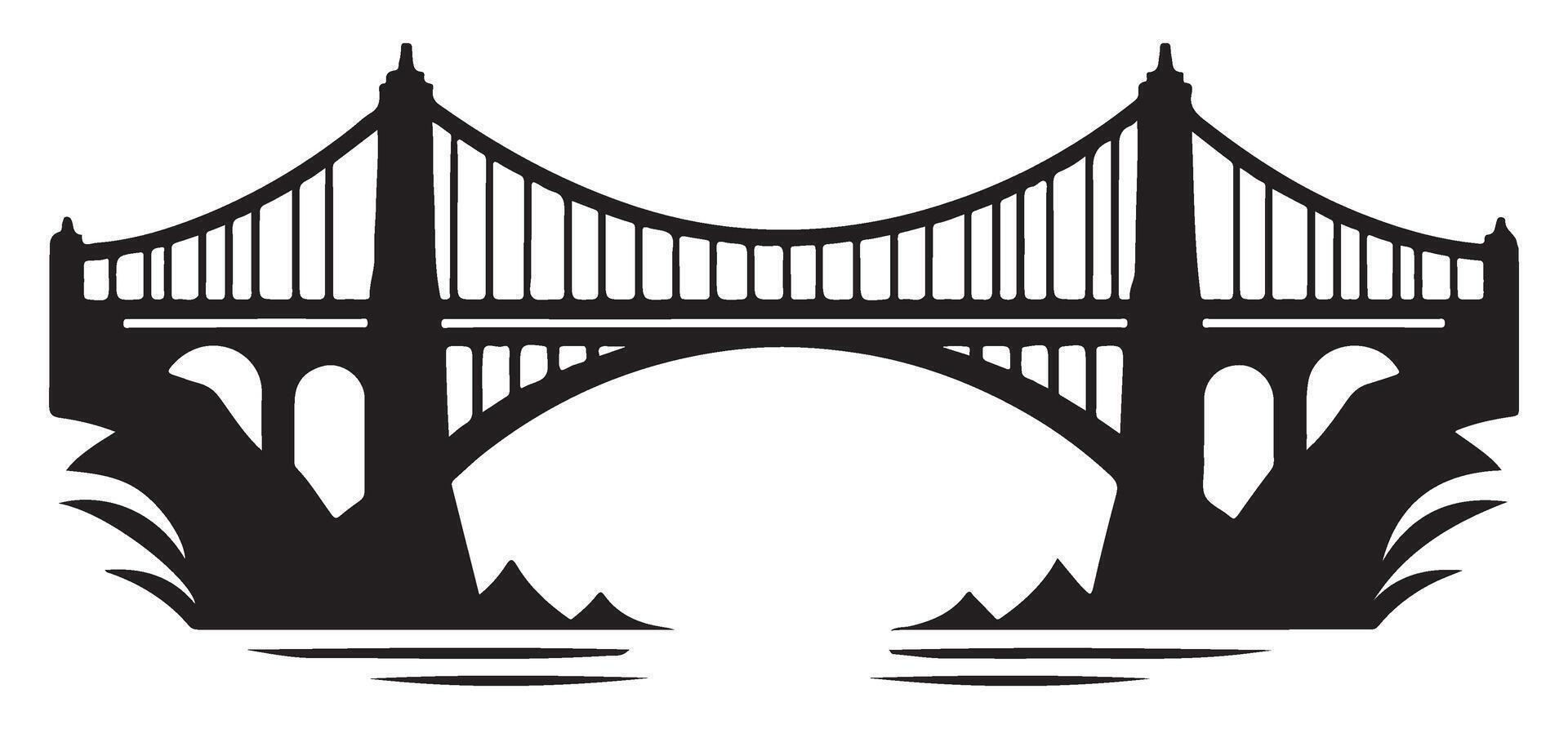 Majestic Bridge Silhouette Illustration Architecture Design Download vector