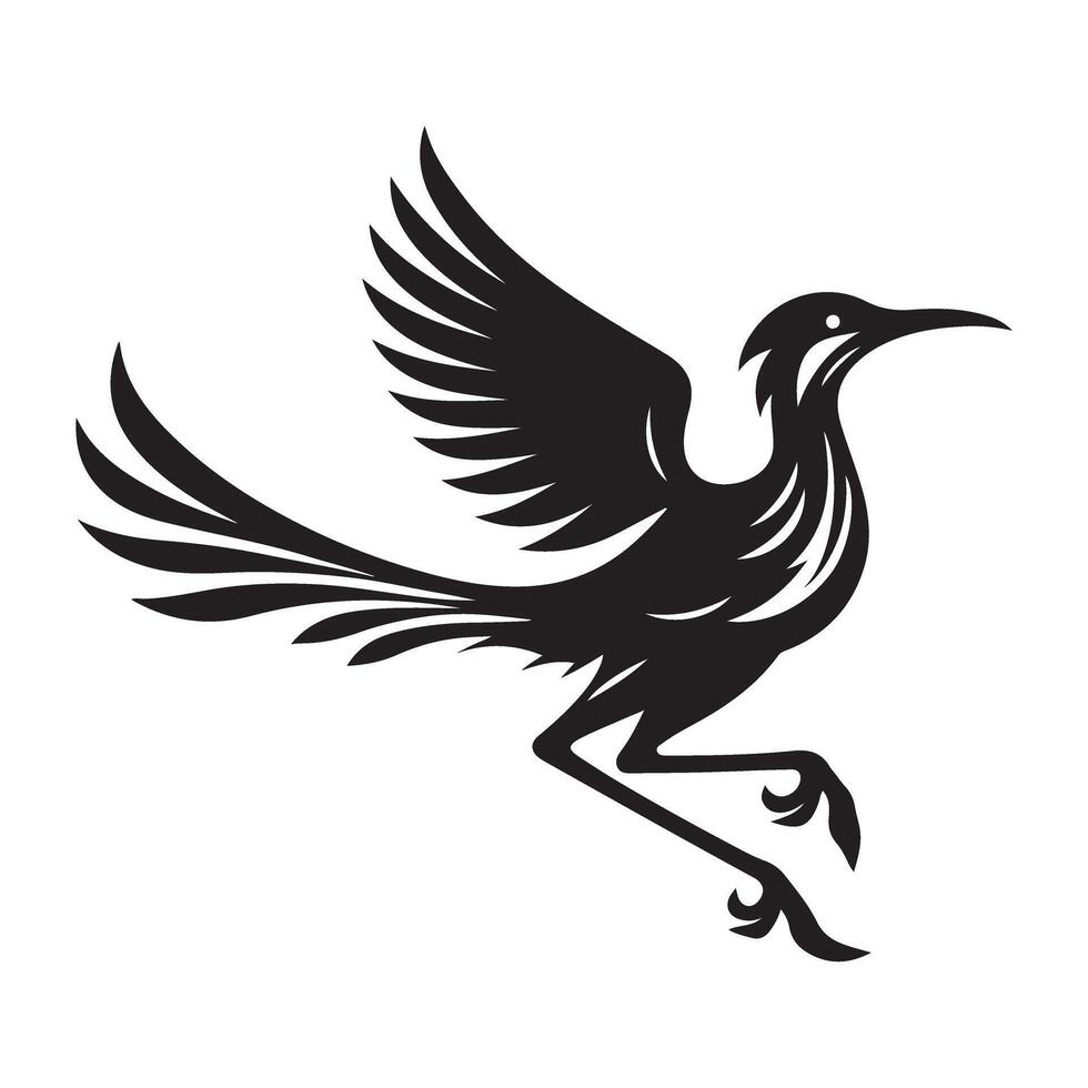 Roadrunner Bird Silhouette Illustration A Swift And Dynamic Image vector