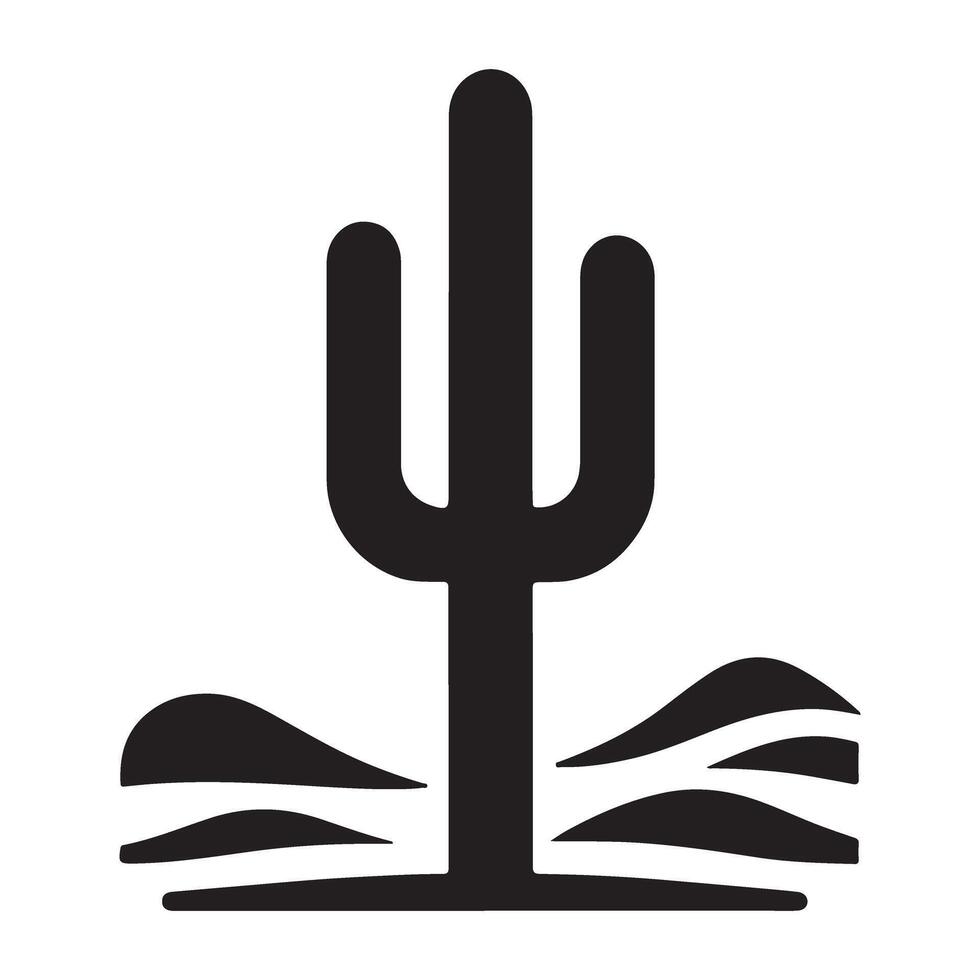 Saguaro Cactus Silhouette Graphic in Desert Environment Illustration vector