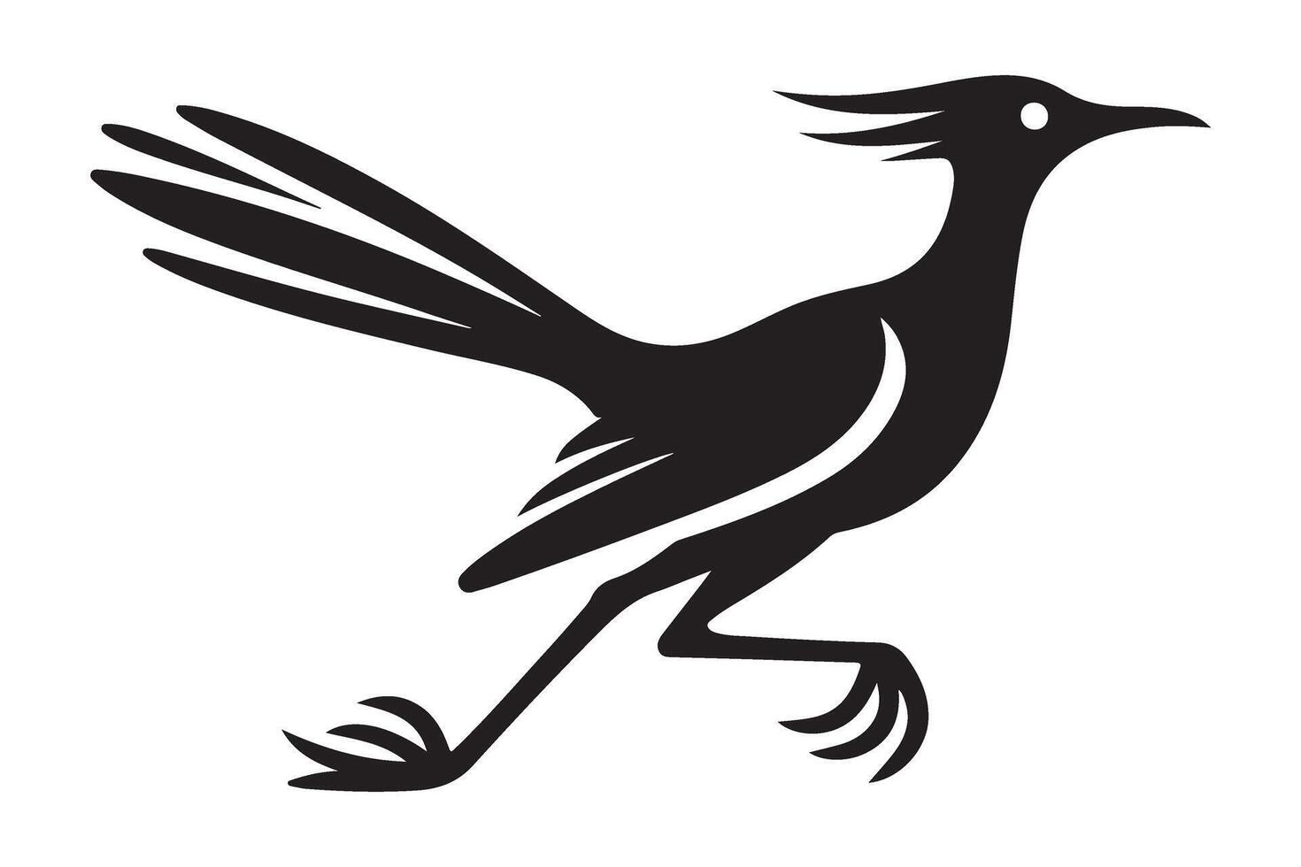 Roadrunner Illustration Running Bird Silhouette Wildlife Design vector