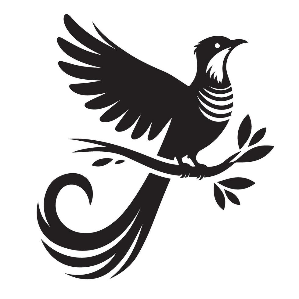 Elegant Bird on Branch Silhouette Artwork for Nature Themes vector