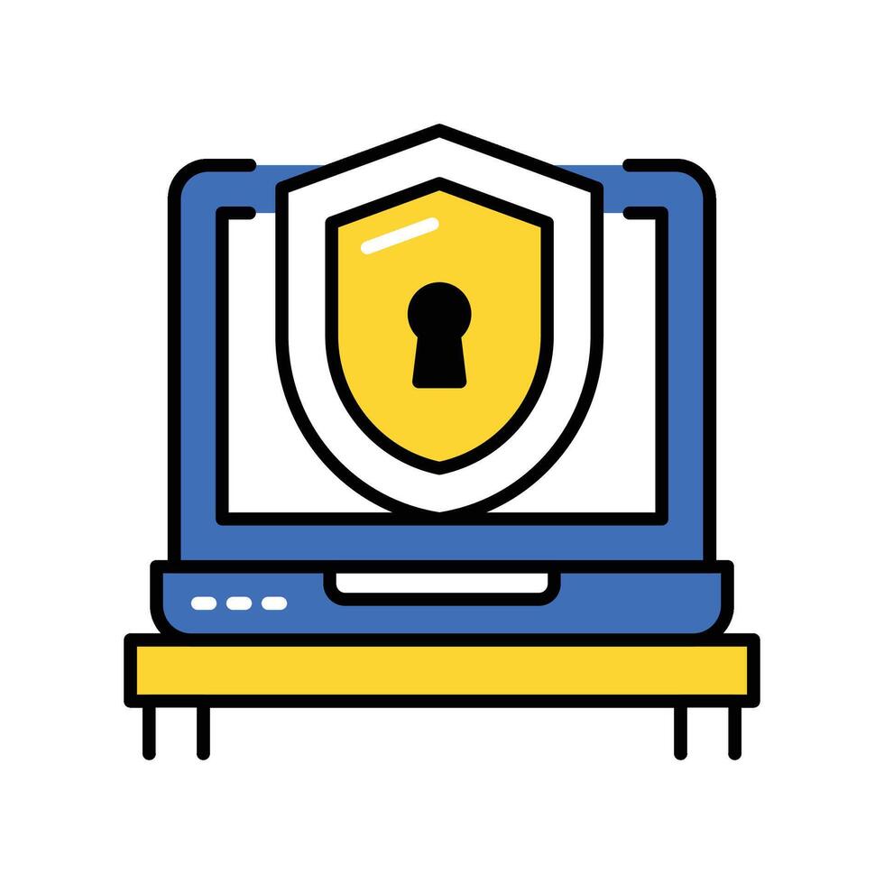 Laptop Security filled outline icon. EPS 10 file vector