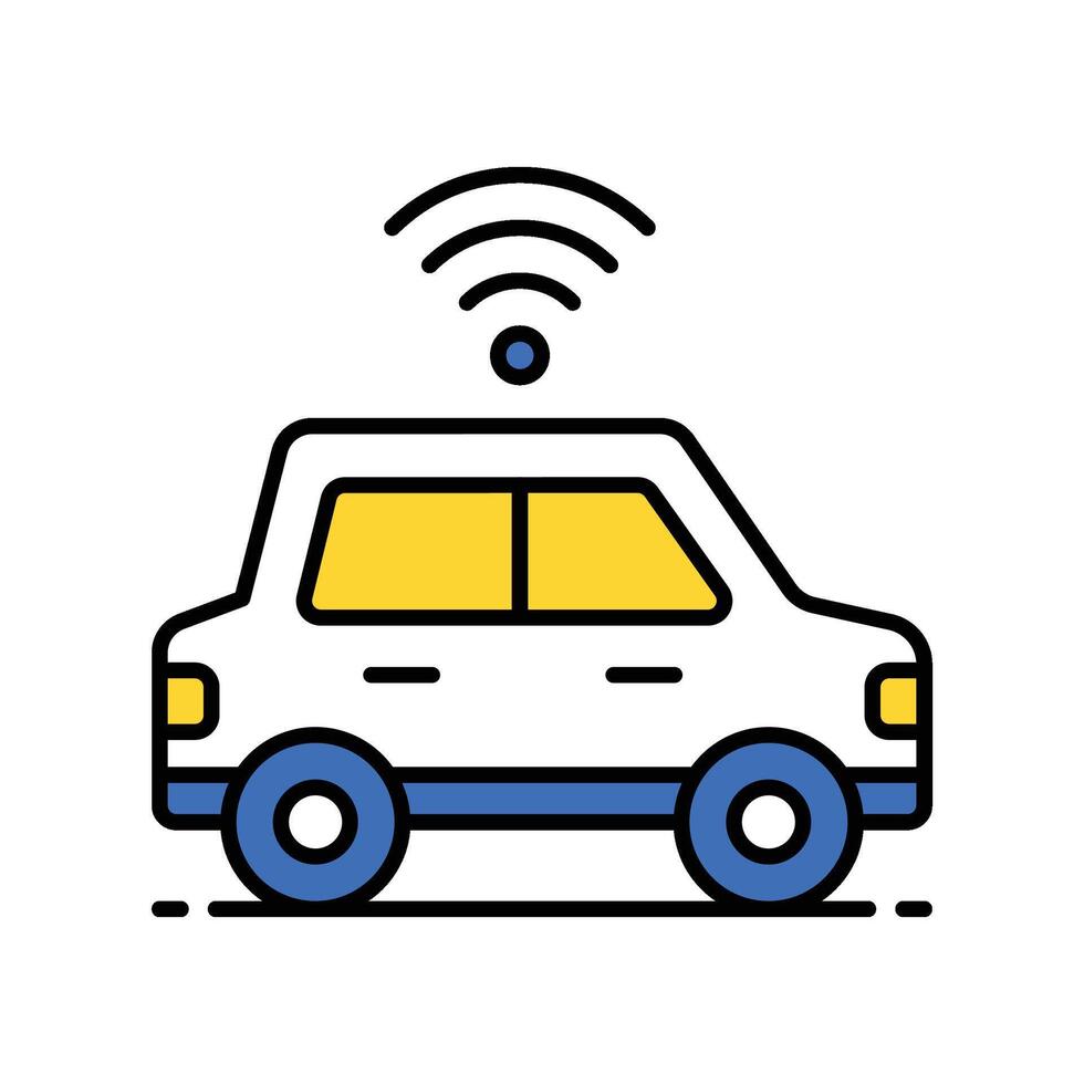 Autonomous Car filled outline icon. EPS 10 file vector