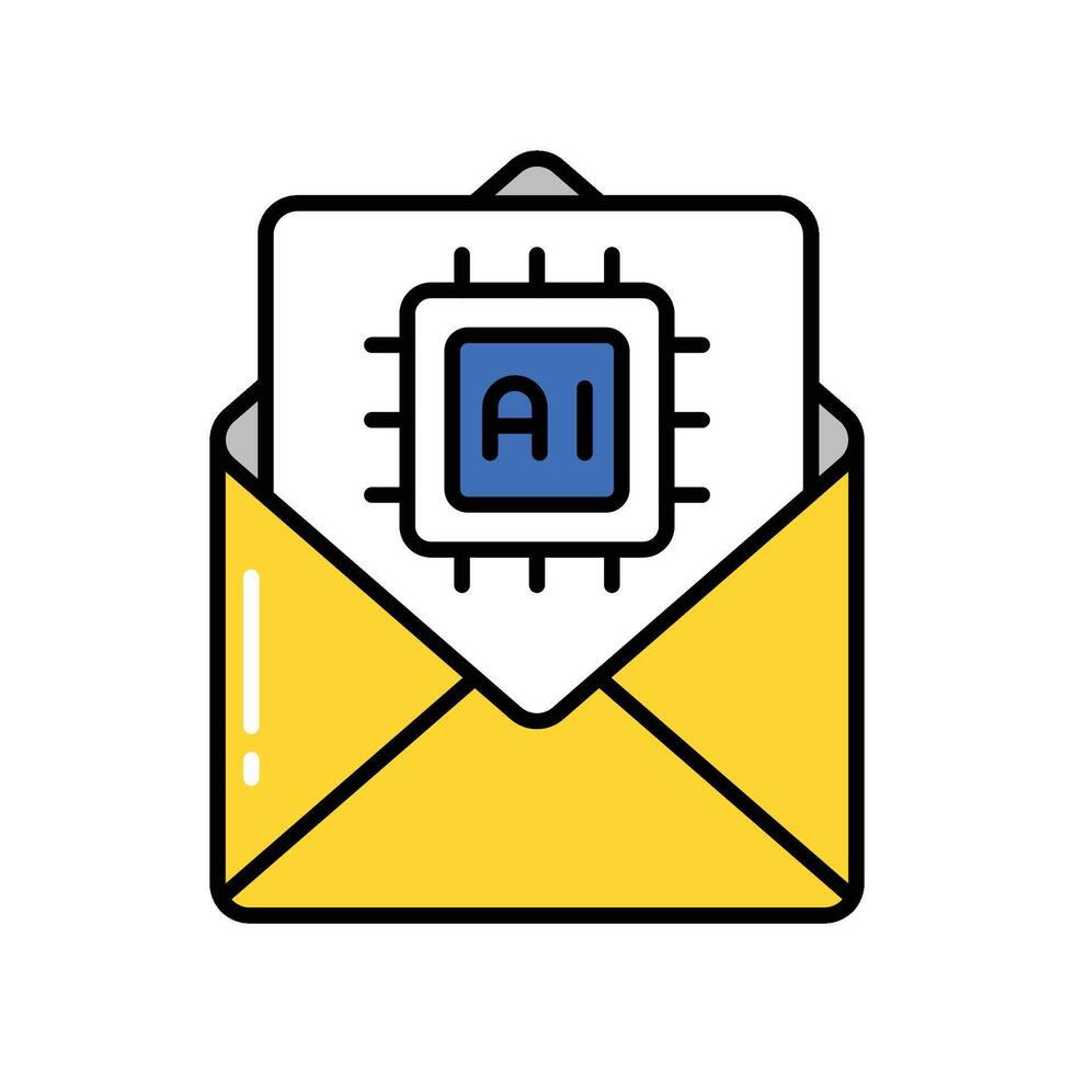 Artifcial Intelligence Mail filled outline icon. EPS 10 file vector