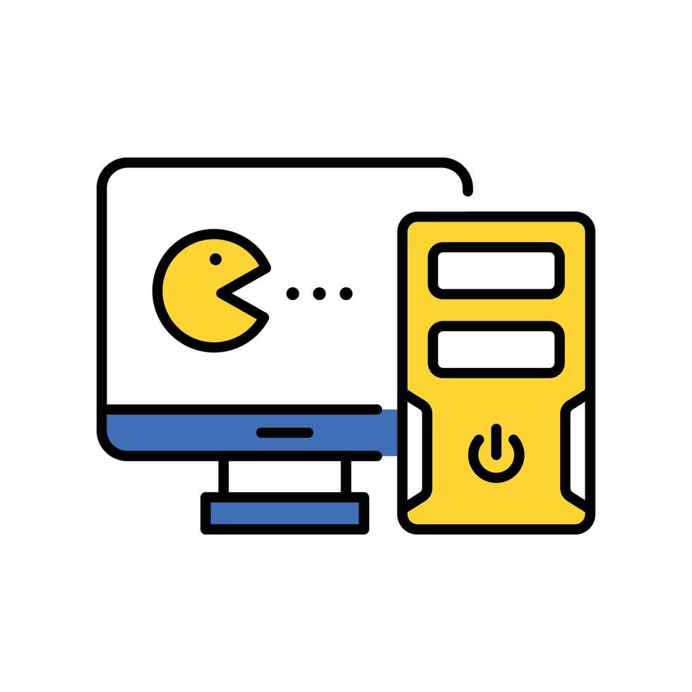 Gaming pc filled outline icon. EPS 10 file vector
