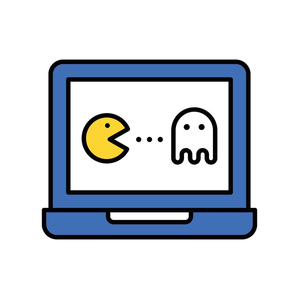Laptop Game filled outline icon. EPS 10 file vector
